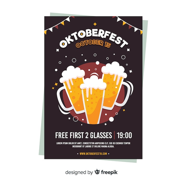 Free vector flat design oktoberfest poster template