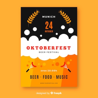 Flat design oktoberfest poster template