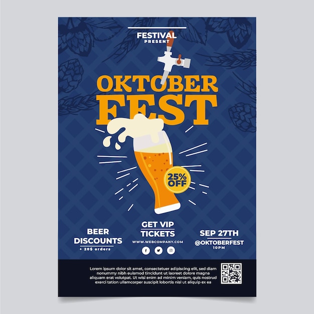 Modello di manifesto più oktoberfest design piatto