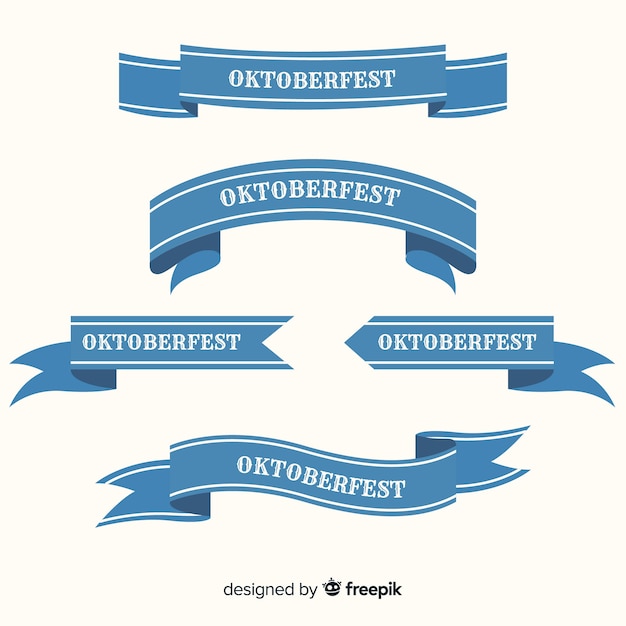 Flat design oktoberfest ribbon collection