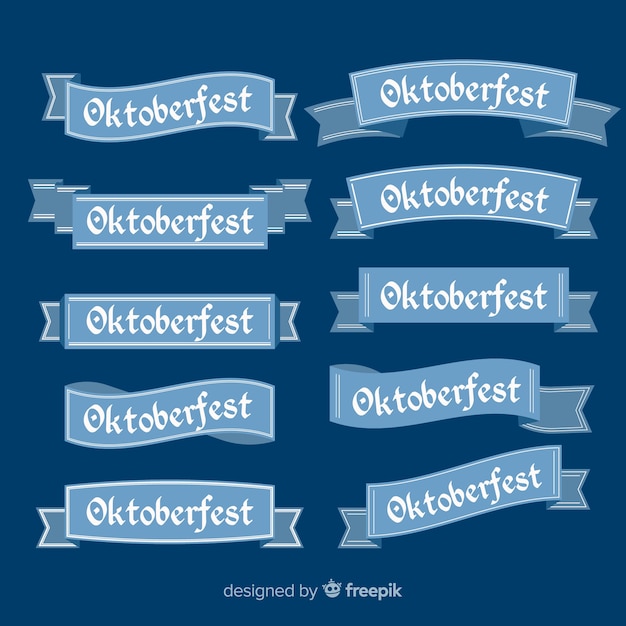 Free vector flat design oktoberfest ribbon collection