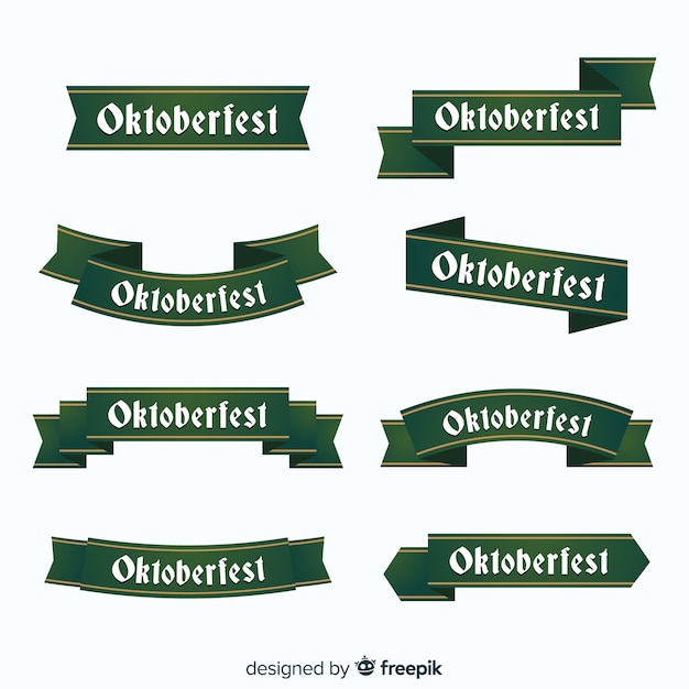 Flat design oktoberfest ribbon collection