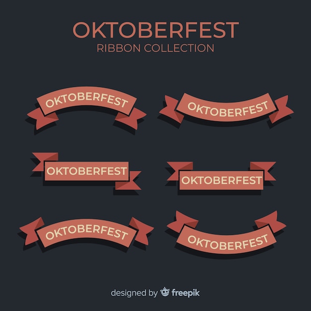 Vettore gratuito collezione di nastri più oktoberfest design piatto