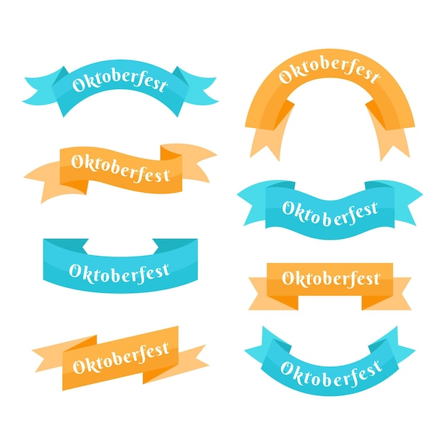 Flat design oktoberfest ribbons collection