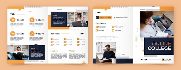 Free vector flat design online college  brochure template