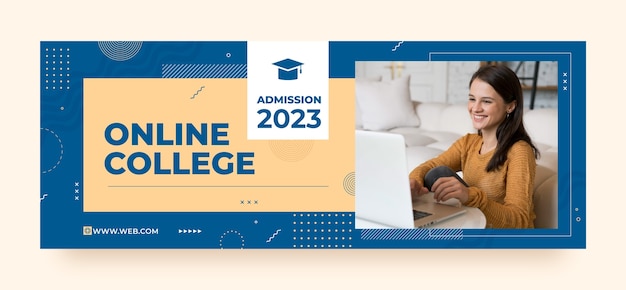 Vettore gratuito copertina facebook del college online dal design piatto