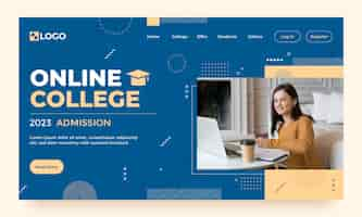 Free vector flat design online college landing page