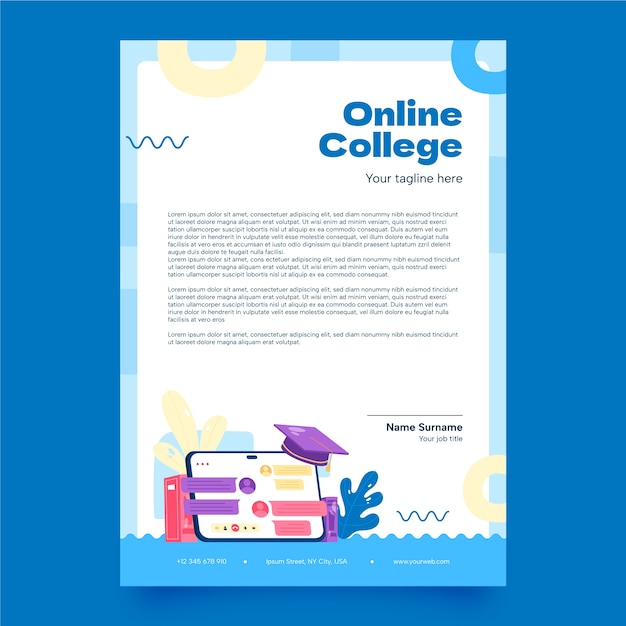 Free vector flat design online college letterhead