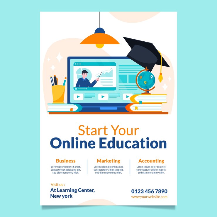 Free Vector flat design online college poster template