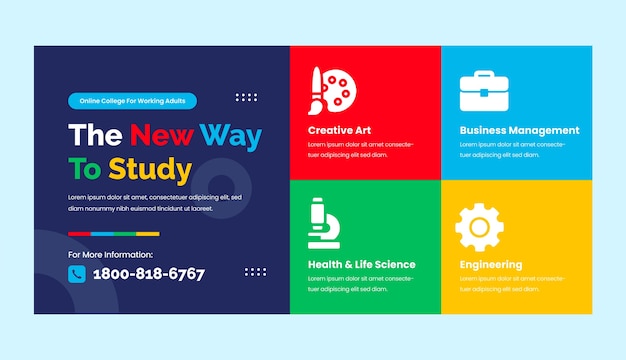 Free vector flat design online college template