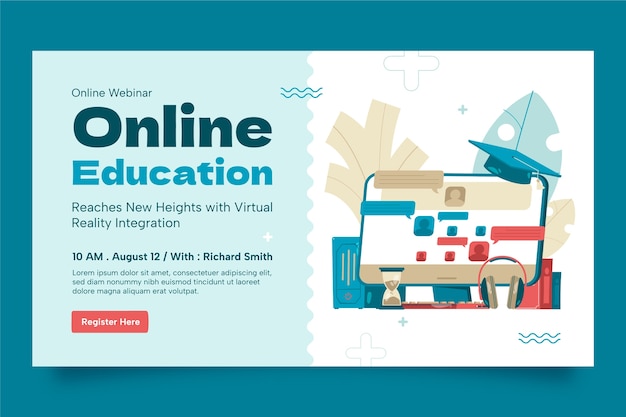 Free vector flat design online college webinar