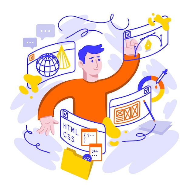 Flat design online courses illustration