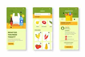 Free vector flat design online grocery store app template