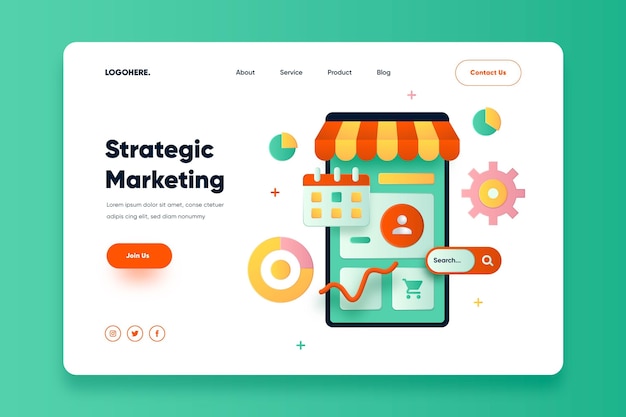 Free vector flat design online marketing landing page