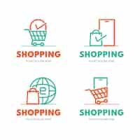 Free vector flat design online shop logo collection