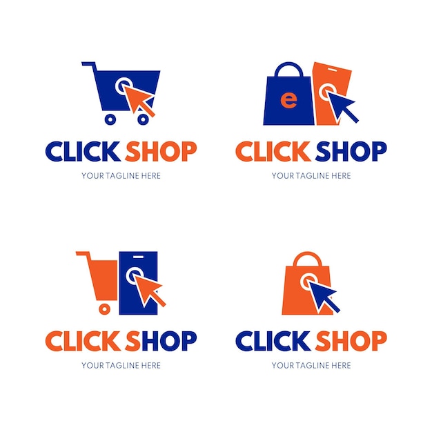 Плоский дизайн коллекции логотипов интернет-магазина