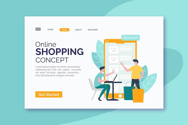 Flat design online shopping web page