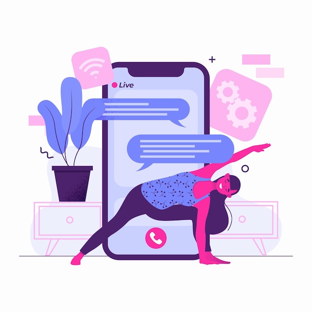 Flat design online sport class yoga day