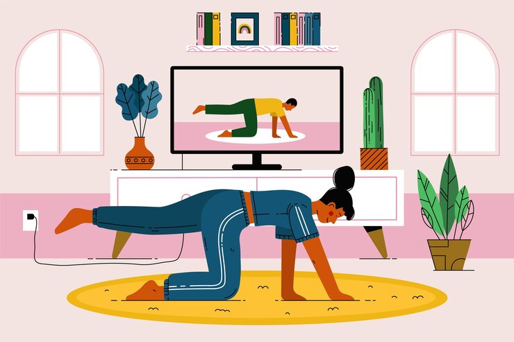 평면 디자인 온라인 스포츠 클래스 그림