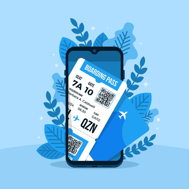 Flat design online ticket illustration