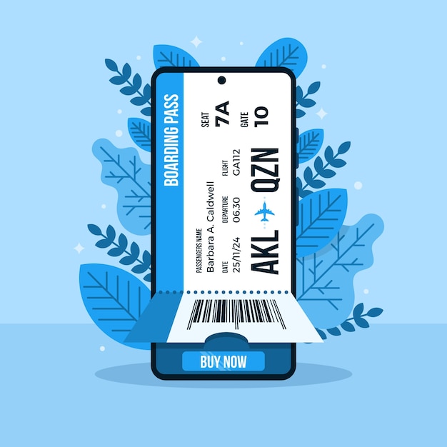 Flat design online ticket illustration