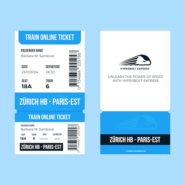 Flat design online ticket template