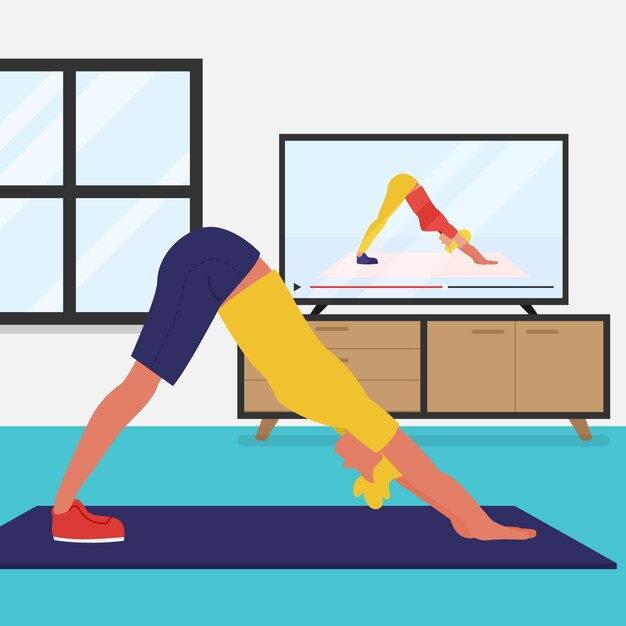 Free vector flat design online yoga class concept