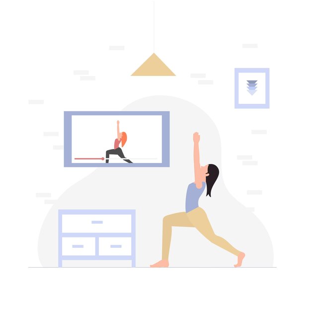 Free vector flat design online yoga class concept