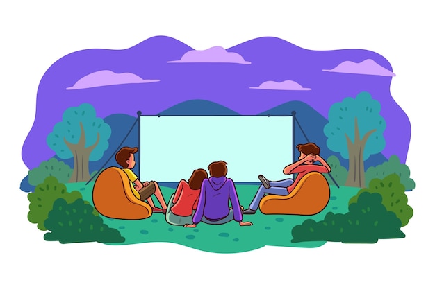 Free vector flat design open air cinema