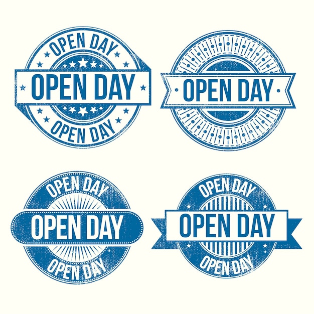 Vettore gratuito distintivi open day design piatto