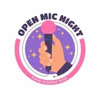 Free vector flat design open mic logo design