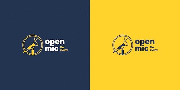 Flat design open mic logo