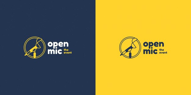 Flat design open mic logo