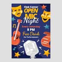 Free vector flat design open mic poster design