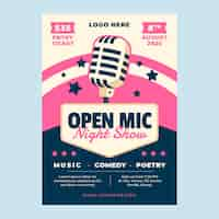 Free vector flat design open mic poster design