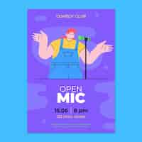 Free vector flat design open mic poster design