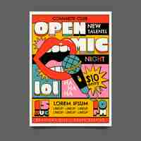 Free vector flat design open mic poster design