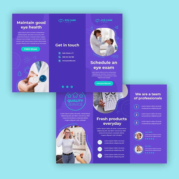 Flat design ophthalmologist brochure template