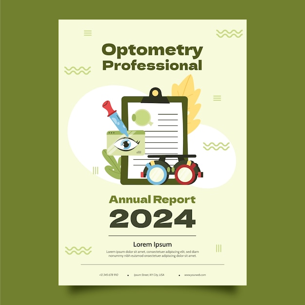 Vettore gratuito relazione annuale optometrista design piatto