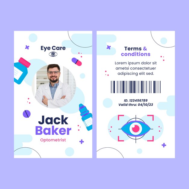 フラットなデザインの検眼医 ID カード