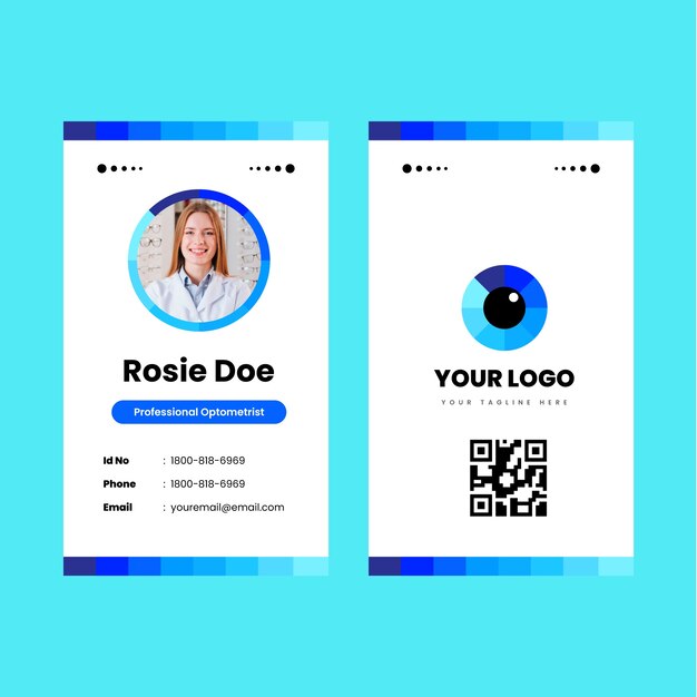 フラットなデザインの検眼医 ID カード
