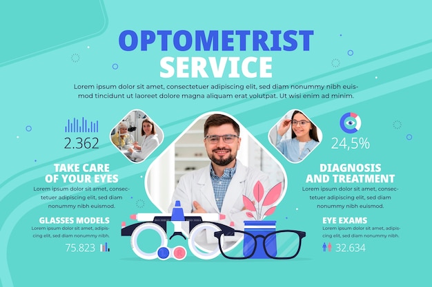 Flat design optometrist  infographic