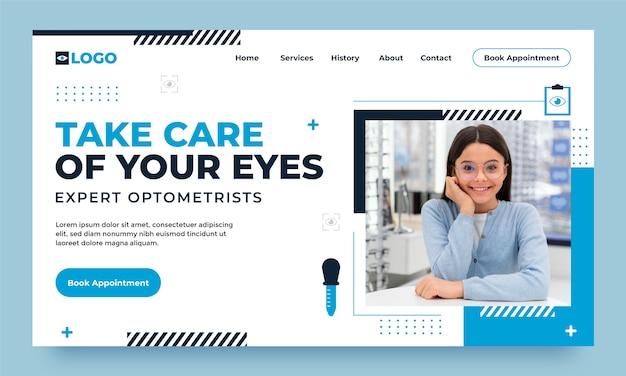 Flat design optometrist  landing page template