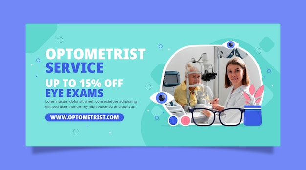 Vettore gratuito modello di banner di vendita optometrista design piatto