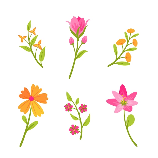 Free vector flat design orange and pink flowers