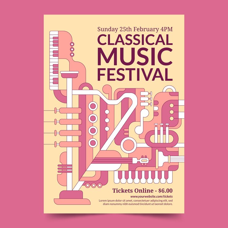 Free Vector flat design orchestra concert poster