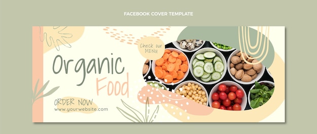 無料ベクター フラットデザインの有機食品facebookカバー