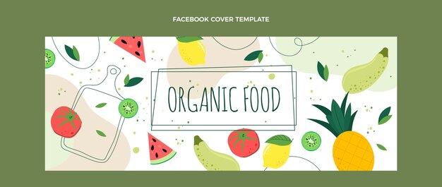 Flat design organic food facebook cover