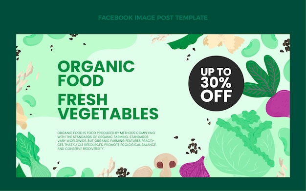 Free vector flat design organic food facebook post