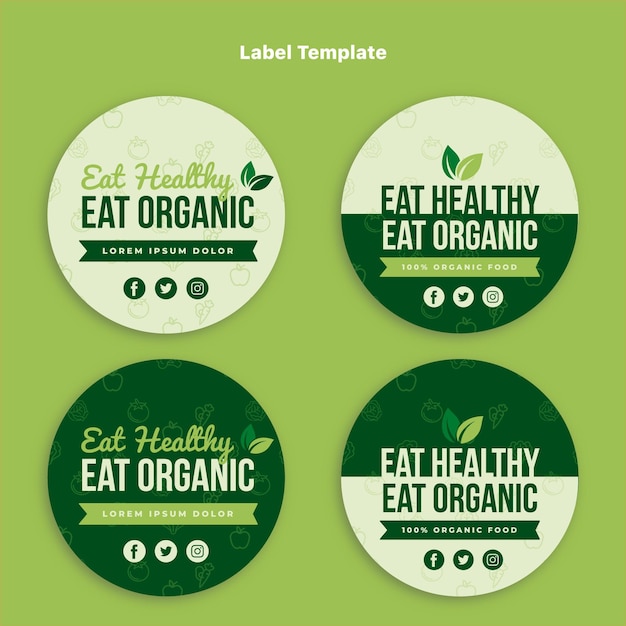 Flat design organic food label set